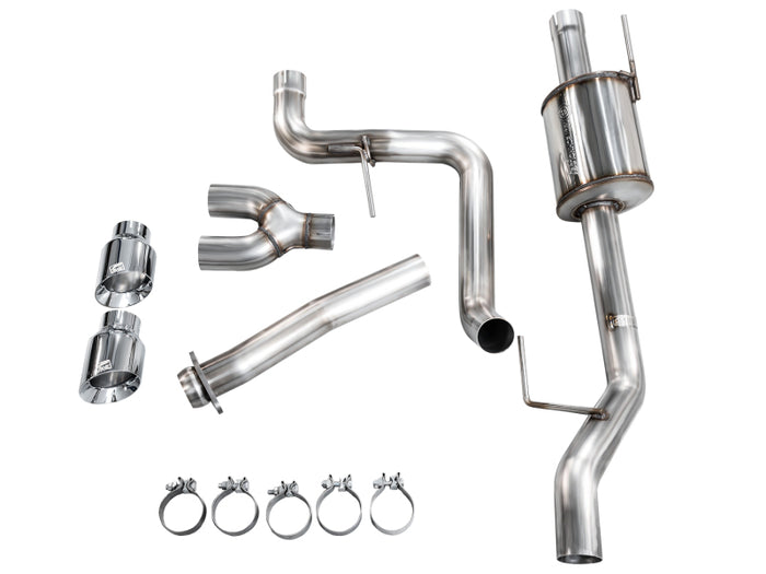 AWE 21-25 Ford F150 (14th Gen Reg Cab) Cat-Back Exhaust - 4.5in Dual Side Exit Chrome Tips available at Damond Motorsports