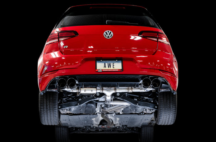 AWE Tuning MK7.5 Golf R SwitchPath Exhaust w/Diamond Black Tips 102mm available at Damond Motorsports