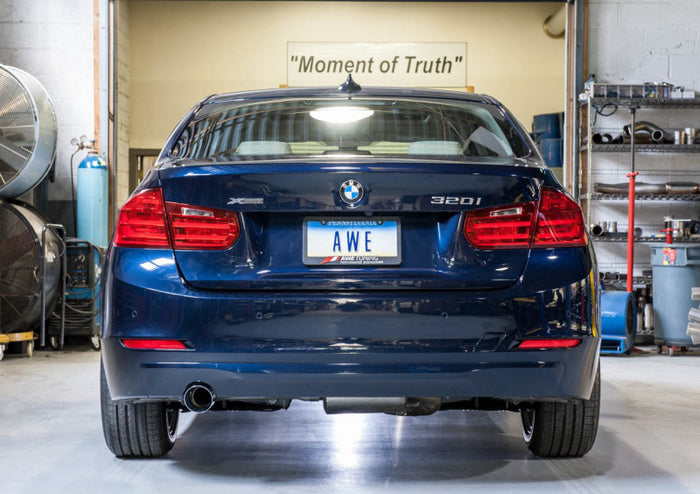 AWE Tuning BMW F30 320i Touring Exhaust w/Performance Mid Pipe - Chrome Silver Tip (90mm) available at Damond Motorsports