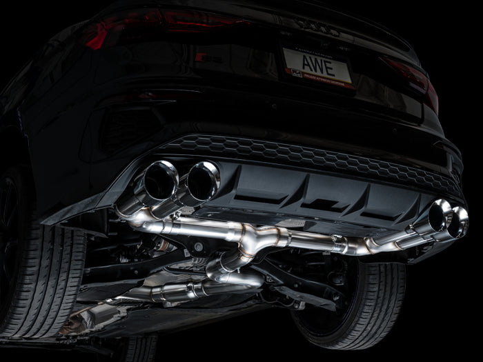 AWE 22-24 Audi 8Y S3 Track Edition Exhaust - Chrome Silver Tips available at Damond Motorsports