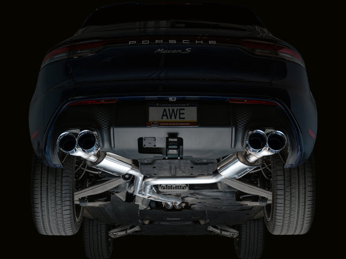 AWE Tuning 19-21 Porsche Macan 3.0T/2.9TT Touring Edition Catback Exhaust w/ Chrome Silver Tips available at Damond Motorsports