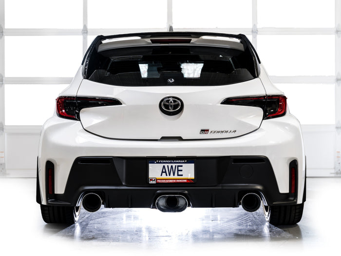 AWE 23-24 Toyota GR Corolla Track Edition Catback Exhaust - Chrome Silver Tips available at Damond Motorsports