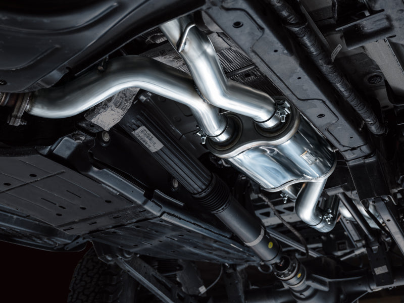 AWE Tuning 22-24 Ford Bronco Raptor 4WD Dual BashGuards Cat-Back SwitchPath Exhaust (No Tips) available at Damond Motorsports