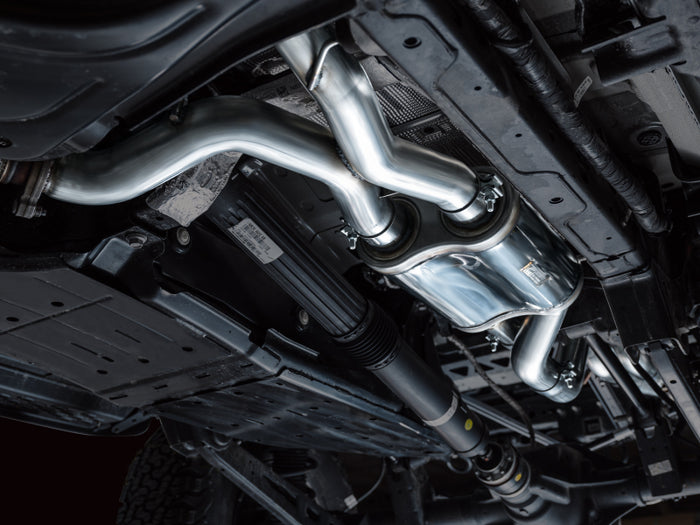 AWE Tuning 22-24 Ford Bronco Raptor 4WD Dual BashGuards Cat-Back SwitchPath Exhaust (No Tips) available at Damond Motorsports