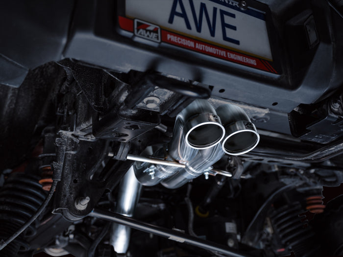 AWE Tuning 22-24 Ford Bronco Raptor 4WD Dual BashGuards Cat-Back SwitchPath Exhaust (No Tips) available at Damond Motorsports