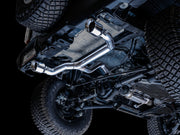 AWE Tuning 2021+ Ford Bronco 0FG Dual Rear Exit Exhaust w/Chrome Silver Tips & Bash Guard available at Damond Motorsports