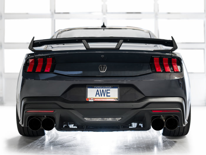 AWE 2024 Ford Mustang Dark Horse S650 RWD SwitchPath Catback Exhaust w/ Quad Diamond Black Tips available at Damond Motorsports