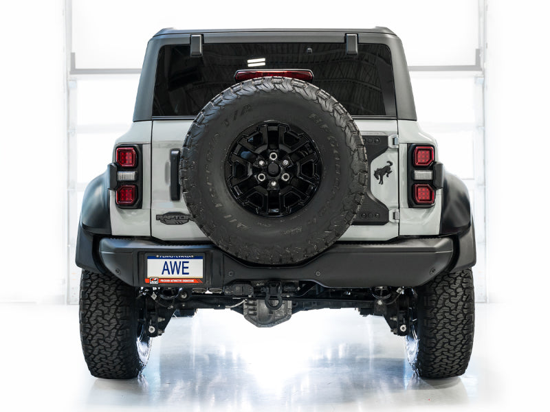 AWE Tuning 22-24 Ford Bronco Raptor 4WD Dual BashGuards Cat-Back SwitchPath Exhaust (No Tips) available at Damond Motorsports