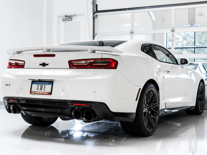 AWE Tuning 16-19 Chevrolet Camaro SS Axle-back Exhaust - Touring Edition (Quad Diamond Black Tips) available at Damond Motorsports