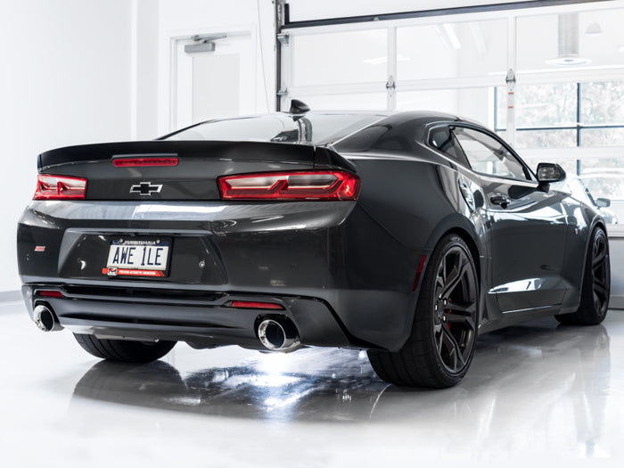 AWE Tuning 16-19 Chevrolet Camaro SS Axle-back Exhaust - Track Edition (Chrome Silver Tips) available at Damond Motorsports
