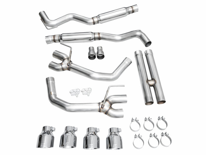 AWE 2024 Ford Mustang Dark Horse S650 RWD Track Edition Catback Exhaust w/ Quad Chrome Silver Tips available at Damond Motorsports