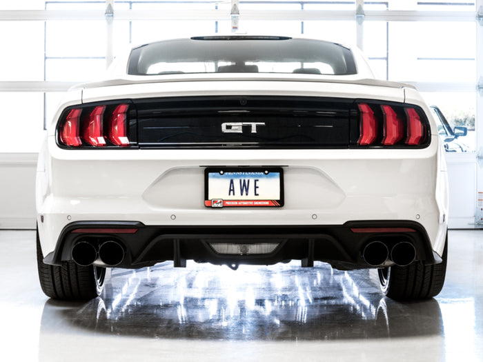 AWE Tuning 2018+ Ford Mustang GT (S550) Cat-back Exhaust - Touring Edition (Quad Diamond Black Tips) available at Damond Motorsports