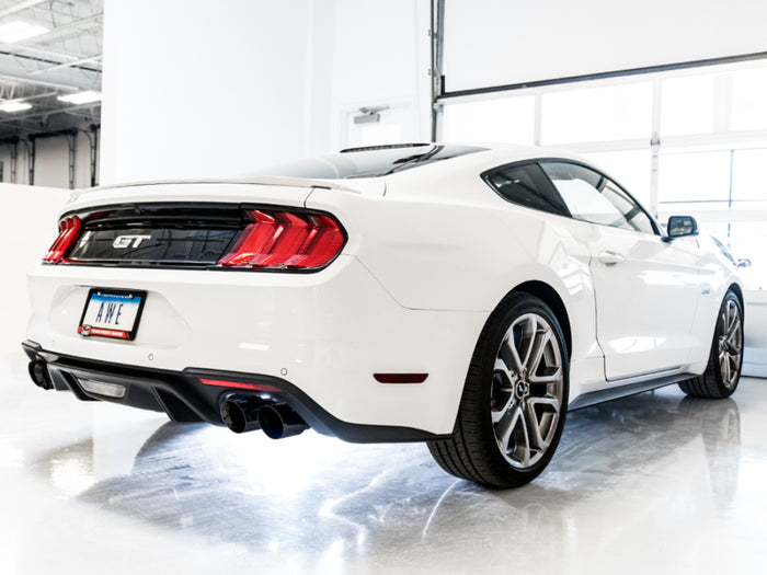 AWE Tuning 2018+ Ford Mustang GT (S550) Cat-back Exhaust - Touring Edition (Quad Diamond Black Tips) available at Damond Motorsports