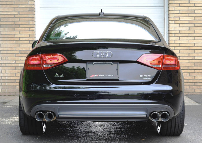 AWE Tuning Audi B8 A4 Touring Edition Exhaust - Quad Tip Polished Silver Tips - Does Not Fit Cabrio available at Damond Motorsports