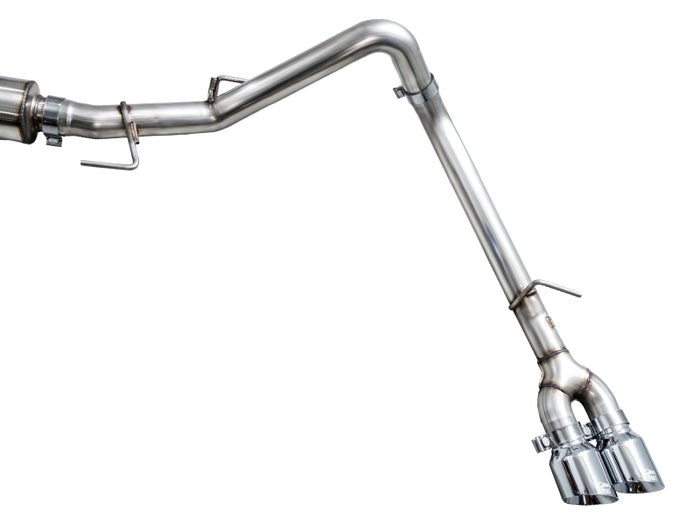 AWE 0FG Exhaust for 3rd Gen Toyota Tundra - Dual Chrome Silver Tips available at Damond Motorsports