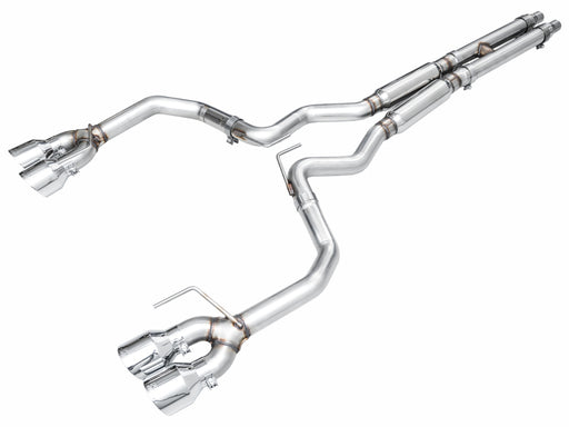 AWE 2024 Ford Mustang Dark Horse S650 RWD Track Edition Catback Exhaust w/ Quad Chrome Silver Tips available at Damond Motorsports