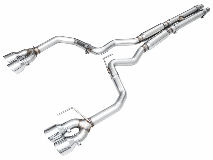 AWE 2024 Ford Mustang Dark Horse S650 RWD Track Edition Catback Exhaust w/ Quad Chrome Silver Tips available at Damond Motorsports