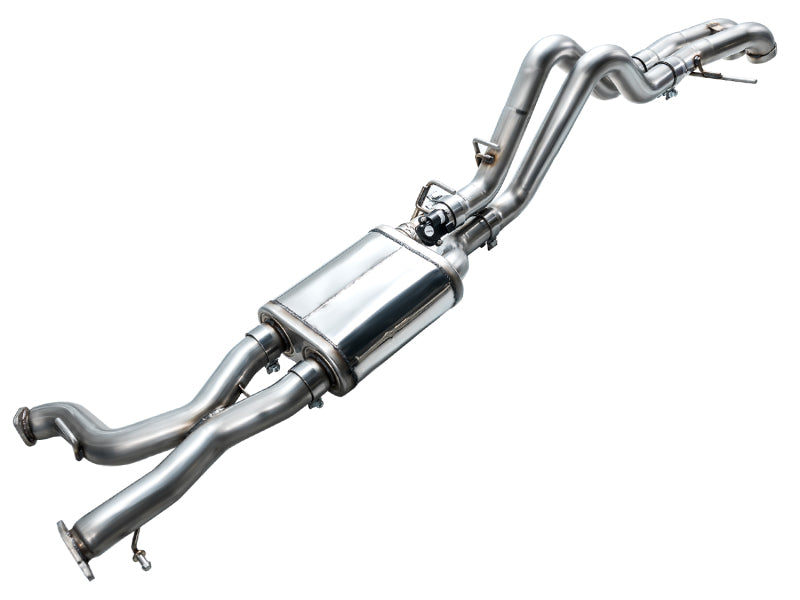 AWE Tuning 22-24 Ford Bronco Raptor 4WD Dual BashGuards Cat-Back SwitchPath Exhaust (No Tips) available at Damond Motorsports