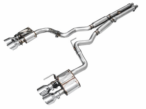 AWE 2024 Ford Mustang GT Fastback S650 RWD SwitchPath Catback Exhaust w/ Quad Chrome Silver Tips available at Damond Motorsports