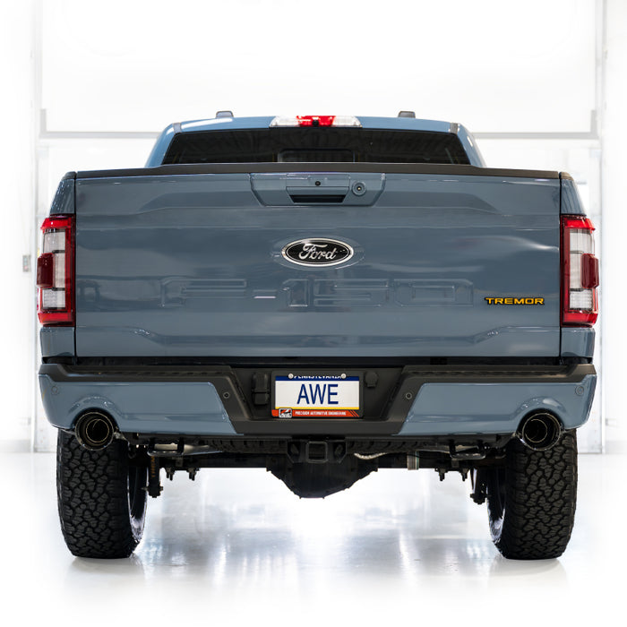 AWE Tuning 2021+ Ford F-150 Tremor (w/ Bumper Cutouts) 0FG Non-Resonated Catback -Diamond Black Tips available at Damond Motorsports