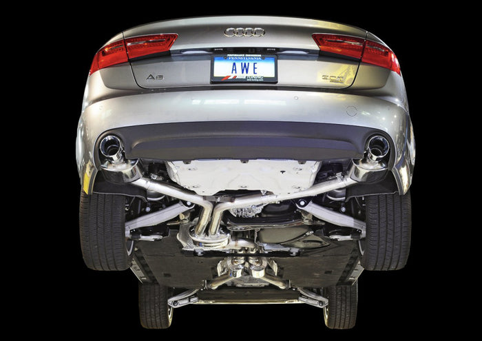 AWE Tuning Audi C7 A6 3.0T Touring Edition Exhaust - Dual Outlet Chrome Silver Tips available at Damond Motorsports