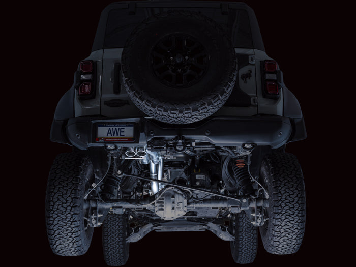 AWE Tuning 22-24 Ford Bronco Raptor 4WD Dual BashGuards Cat-Back SwitchPath Exhaust (No Tips) available at Damond Motorsports