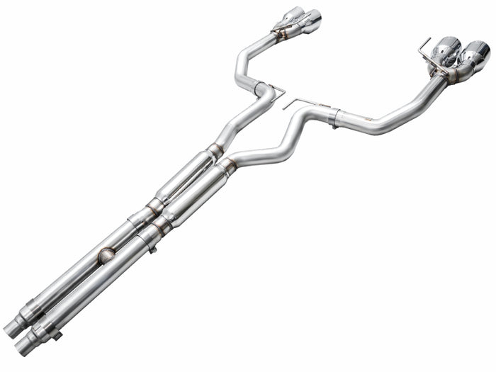 AWE 2024 Ford Mustang Dark Horse S650 RWD Track Edition Catback Exhaust w/ Quad Chrome Silver Tips available at Damond Motorsports