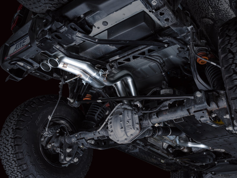 AWE Tuning 22-24 Ford Bronco Raptor 4WD Dual BashGuards Cat-Back SwitchPath Exhaust (No Tips) available at Damond Motorsports