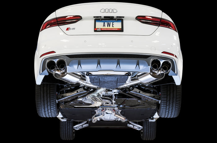 AWE Tuning Audi B9 S5 Sportback Touring Edition Exhaust - Non-Resonated (Black 102mm Tips) available at Damond Motorsports