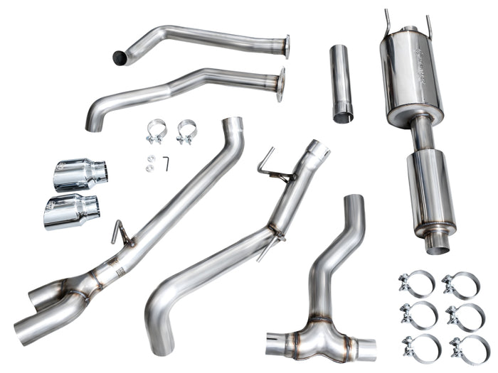 AWE 0FG Exhaust for 3rd Gen Toyota Tundra - Dual Chrome Silver Tips available at Damond Motorsports