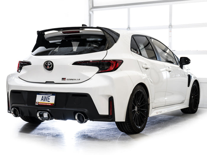 AWE 23-24 Toyota GR Corolla Track Edition Catback Exhaust - Chrome Silver Tips available at Damond Motorsports