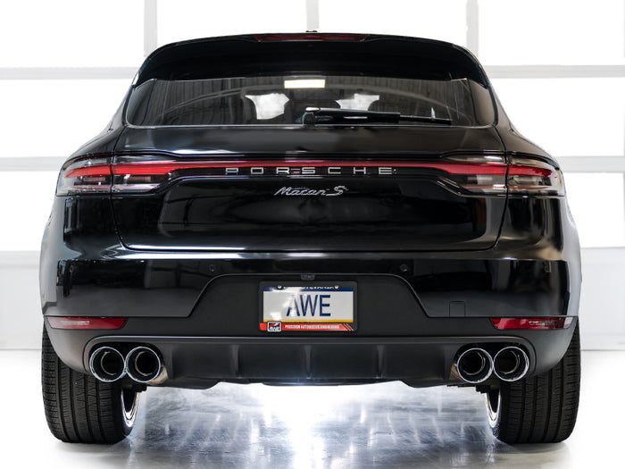 AWE Tuning 19-21 Porsche Macan 3.0T/2.9TT Touring Edition Catback Exhaust w/ Chrome Silver Tips available at Damond Motorsports