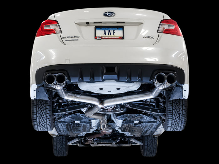 AWE Tuning Subaru WRX/STI VA/GV Sedan Track Edition Exhaust - Chrome Silver Tips (102mm) available at Damond Motorsports