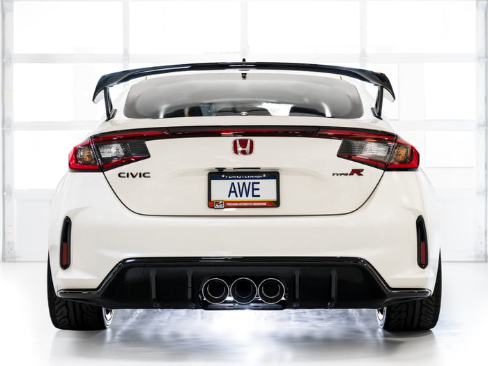 AWE Tuning 2023 Honda Civic Type R FL5 Track Edition Exhaust w/ Triple Chrome Silver Tips available at Damond Motorsports