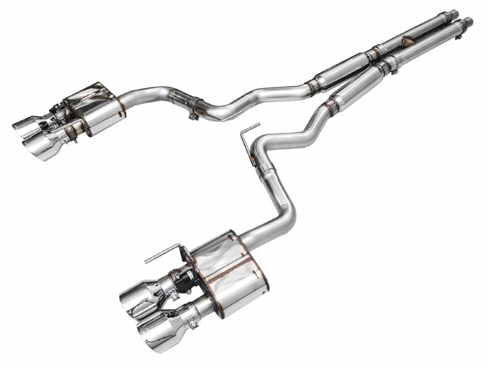 AWE 2024 Ford Mustang Dark Horse S650 RWD SwitchPath Catback Exhaust w/ Quad Chrome Silver Tips available at Damond Motorsports