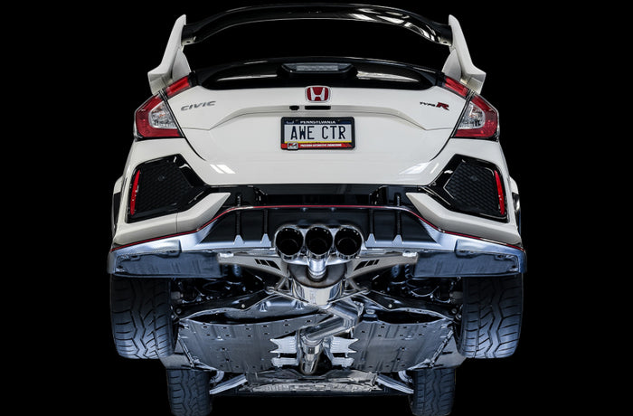 AWE Tuning 2017+ Honda Civic Type R Touring Edition Exhaust w/Front & Mid Pipe - Diamond Blk Tips available at Damond Motorsports