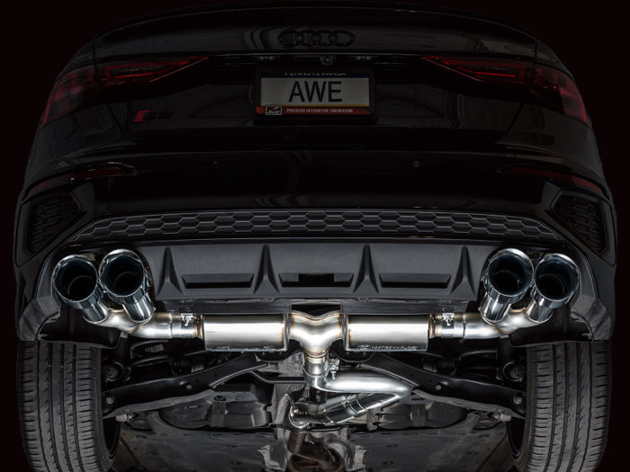 AWE 22-24 Audi 8Y S3 Touring Edition Exhaust - Chrome Silver Tips available at Damond Motorsports