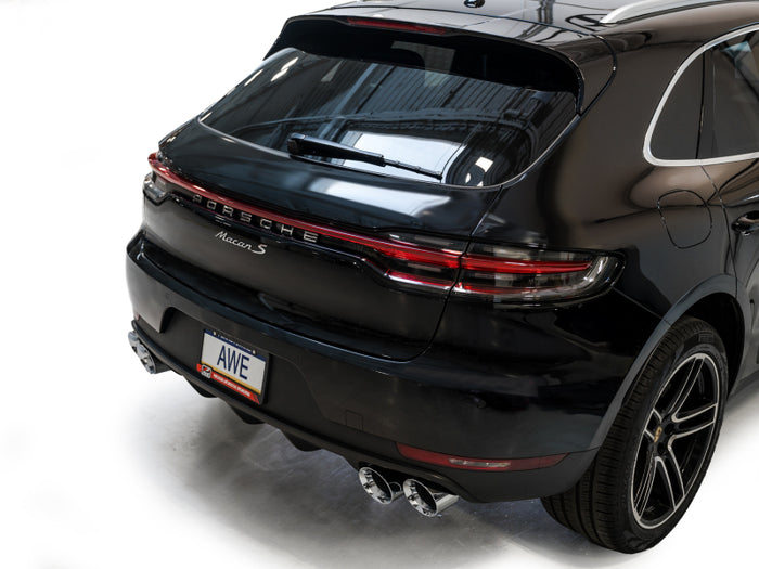 AWE Tuning 19-21 Porsche Macan 3.0T/2.9TT Touring Edition Catback Exhaust w/ Chrome Silver Tips available at Damond Motorsports