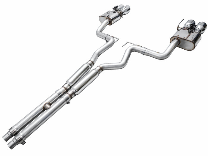 AWE 2024 Ford Mustang GT Fastback S650 RWD SwitchPath Catback Exhaust w/ Quad Chrome Silver Tips available at Damond Motorsports