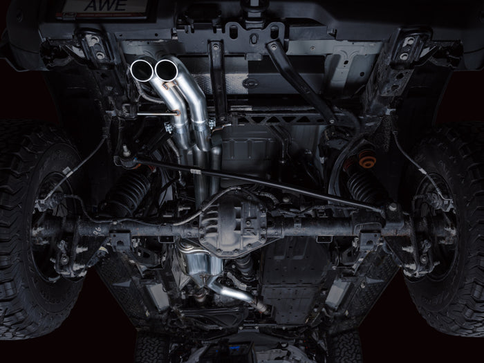 AWE Tuning 22-24 Ford Bronco Raptor 4WD Dual BashGuards Cat-Back SwitchPath Exhaust (No Tips) available at Damond Motorsports