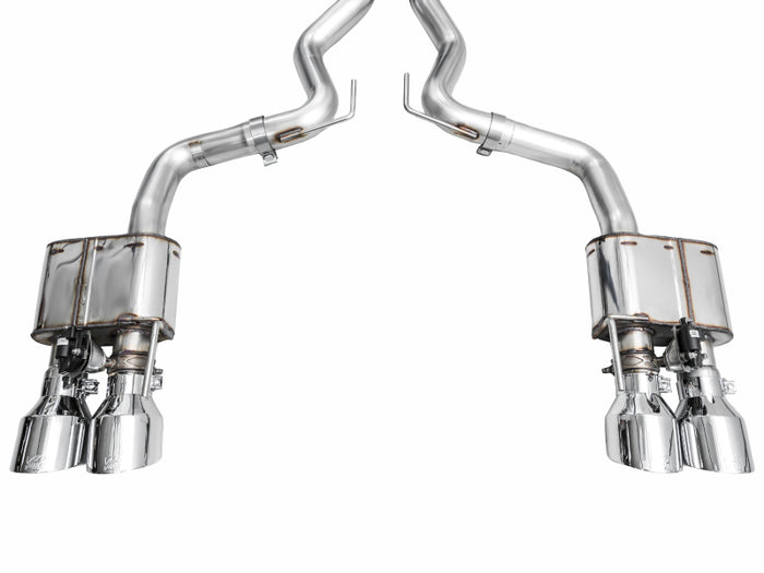 AWE 2024 Ford Mustang Dark Horse S650 RWD SwitchPath Catback Exhaust w/ Quad Chrome Silver Tips available at Damond Motorsports
