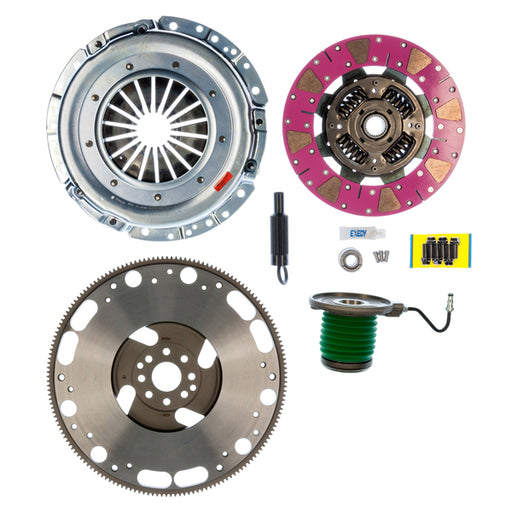 EXEDY Sport Performance Stage 2 Cerametallic Clutch: Cushion Button Disc: 8 Bolt Design: Includes EF502A Flywheel: Includes Hydraulic CSC Slave Cylinder PN#07953FW available at Damond Motorsports