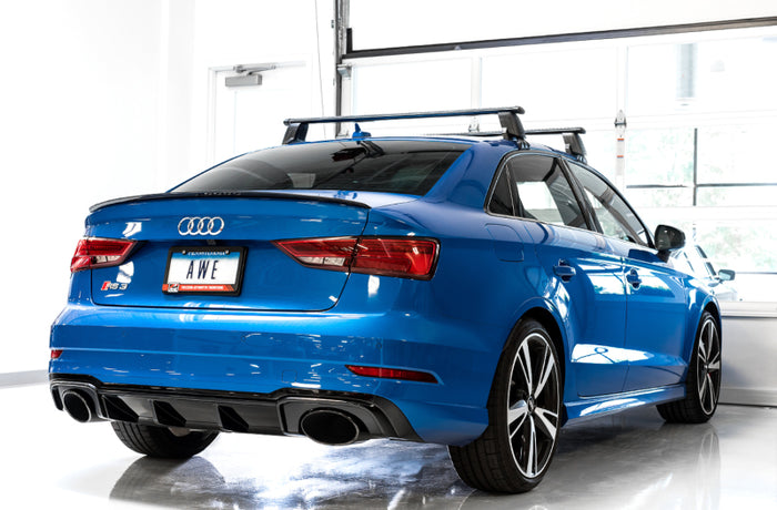 AWE Tuning 17-19 Audi RS3 8V Track Edition Exhaust - Diamond Black Tips RS-Style Tips available at Damond Motorsports