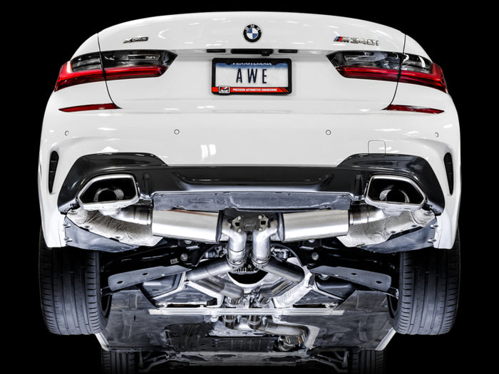 AWE Tuning 2019+ BMW M340i (G20) Resonated Touring Edition Exhaust (Use OE Tips) available at Damond Motorsports