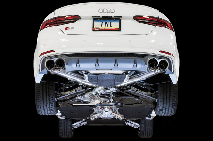 AWE Tuning Audi B9 S5 Sportback Track Edition Exhaust - Non-Resonated (Black 102mm Tips) available at Damond Motorsports