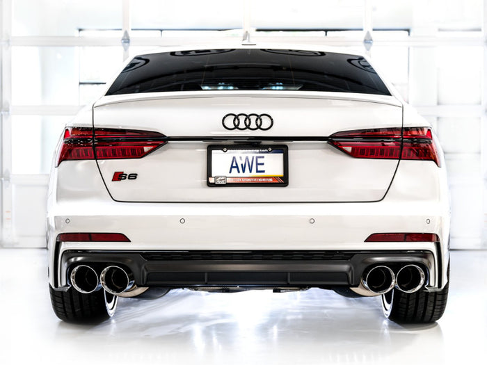 AWE Tuning 19-23 Audi C8 S6/S7 2.9T V6 AWD Touring Edition Exhaust - Chrome Silver Tips available at Damond Motorsports