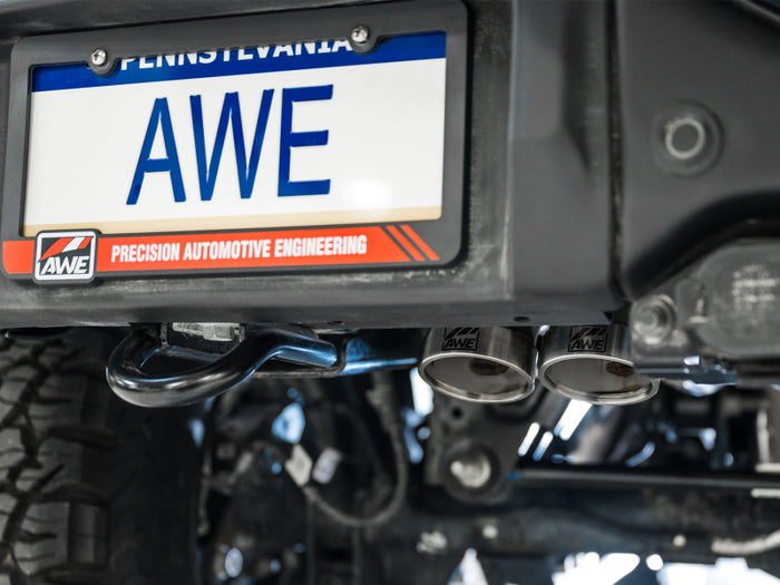AWE Tuning 22-24 Ford Bronco Raptor 4WD Dual BashGuards Cat-Back SwitchPath Exhaust (No Tips) available at Damond Motorsports