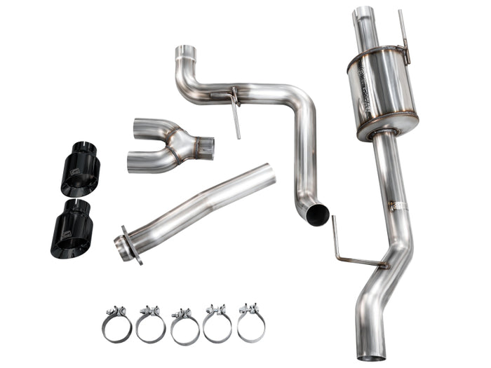 AWE 21-25 Ford F150 (14th Gen Reg Cab) Cat-Back Exhaust - 4.5in Dual Side Exit Diamond Black Tips available at Damond Motorsports