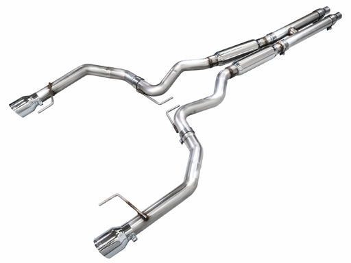 AWE 2024 Ford Mustang GT Fastback S650 RWD Track Edition Catback Exhaust w/ Dual Chrome Silver Tips available at Damond Motorsports
