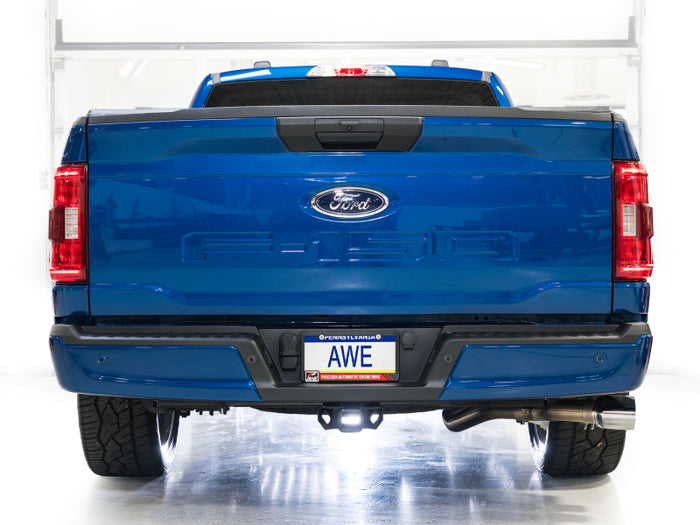 AWE 21-25 Ford F150 (14th Gen Reg Cab) Cat-Back Exhaust - 4.5in Dual Side Exit Chrome Tips available at Damond Motorsports
